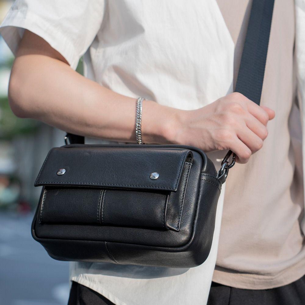 Luxury Leather Crossbody Bag Men PU Mobile Phone Bag Fashion Shoulder Bag Men Street Wear