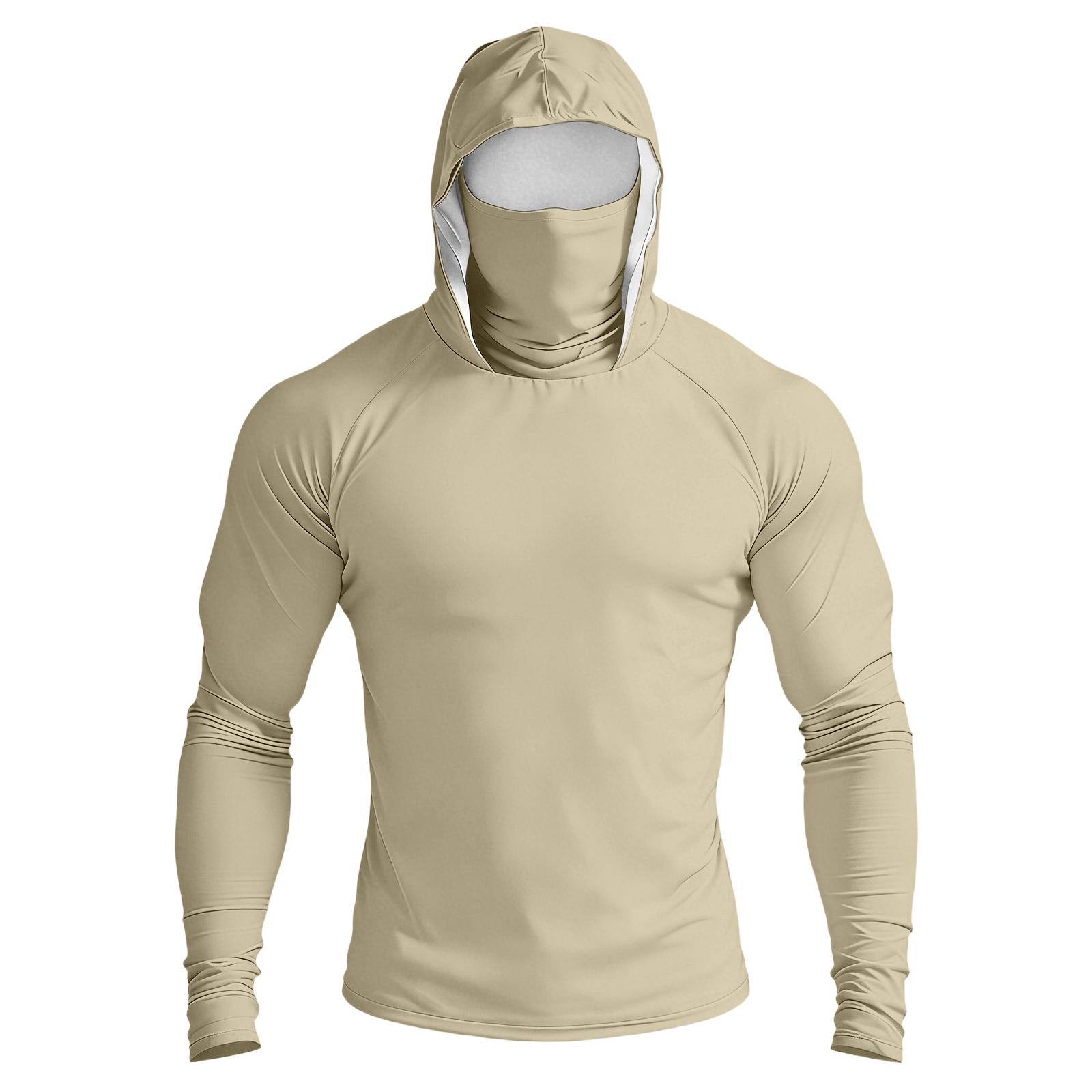 Men s Casual Drop-Shoulder Hooded Long-Sleeve  Shirt S хаки