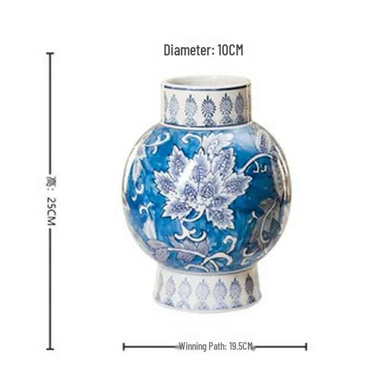 Hand-Painted Blue and White Chinese Ceramic Vase for Tea Rooms or Entrances