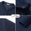 Autumn Business and Leisure Style Button-Up Chinese Style Round Neck Base Shirt for Men