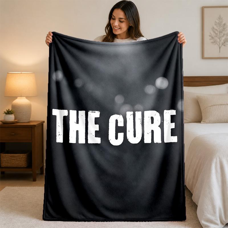 The Cure Print Flannel Blanket Cozy Lightweight Plush Throw Blanket For Bed Sofa Household Use