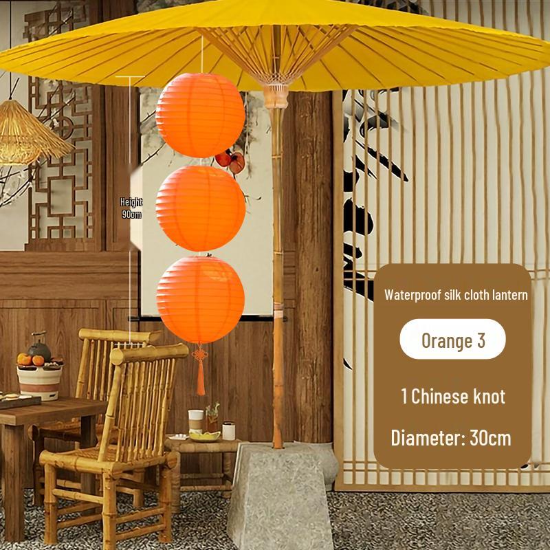 Outdoor Waterproof Silk Lantern String, Sun Protection, Orange, Ancient Chinese Style, 2026 Model.