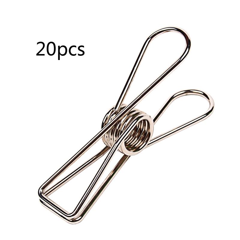 20 Pcs Stainless Steel Clothes Pins Multi-Purpose Steel Wire Clips Utility Metal Clips for Laundry Home Outdoor Office