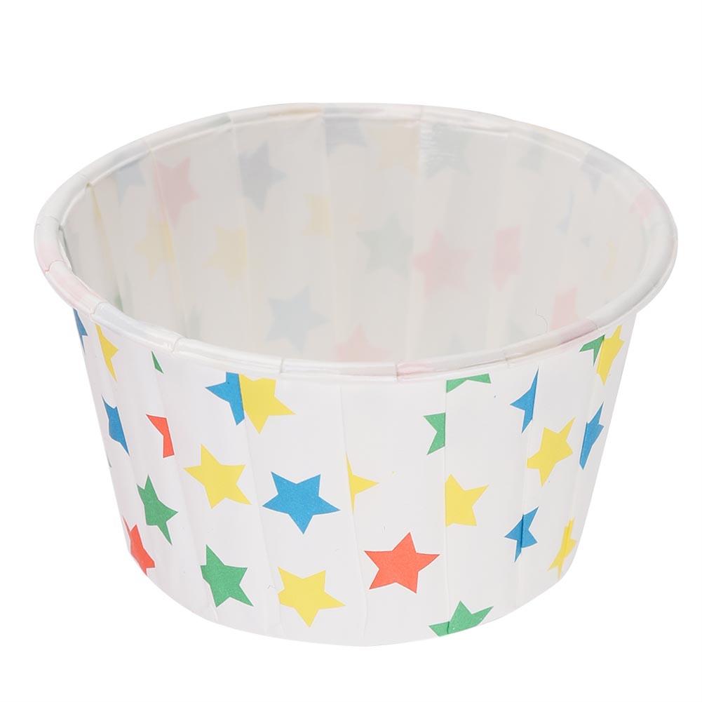 

50PCS Mini Cupcake Liners Paper Round Cake Baking Cups Muffin Cases Home Party Wedding (Star)
