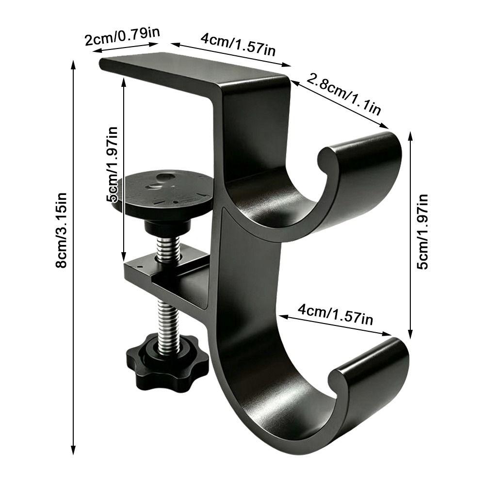 Clamp-on Backpack Hanger Double-Hook Table Edge Storage Hook Durable Table Hanging Hook  Dormitory