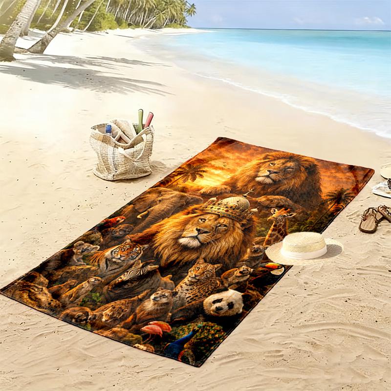 Strandtuch mit Afrikanische Tiere Print, Großes Weiches Schnelltrocknendes Handtuch für Strand Camping Schwimmen