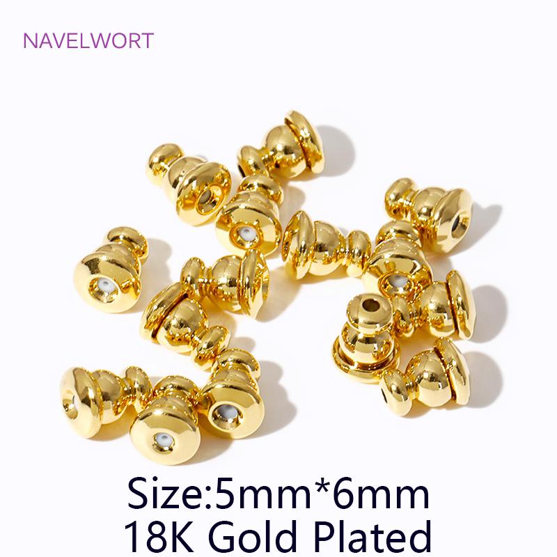 

18K Gold Plated Earring Backs Stoppers,Caps For Earrings,For Jewelry Making DIY Blocked Earrings Backs Stoppers Ear Accessories 10 pieces