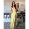Women Summer Yellow Stain V Neck Sling Dress Elegant Sleeveless Loose Maxi Robes 2025 New Ladies Party Holiday Dresses
