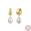 ORSA JEWELS Elegant 14K Gold Genuine 925 Sterling Silver Dangle Pearl Earrings with Handpicked Natural Pearl for Women GPE130