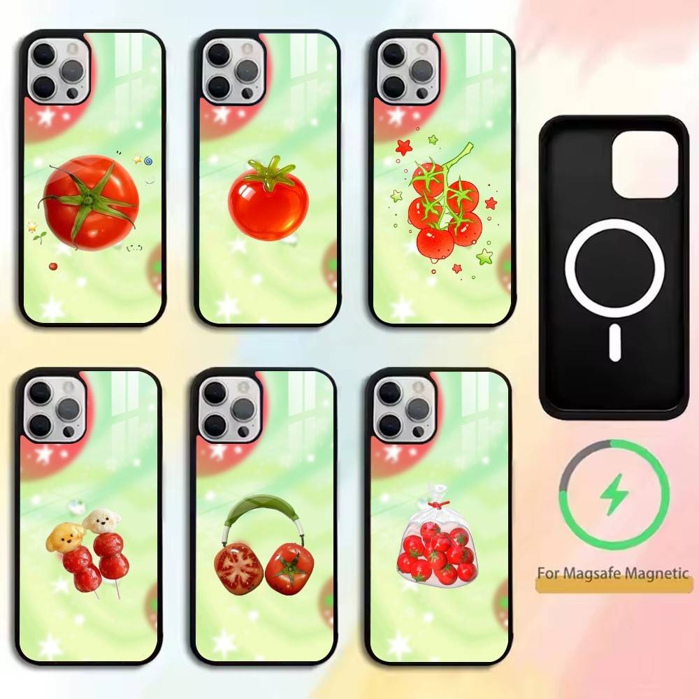 Tomato Cartoon Cute Creative Phone Case For iPhone17,16,15,14,13,12,11 Plus,Pro Magnetic For Magsafe Wireless Charging