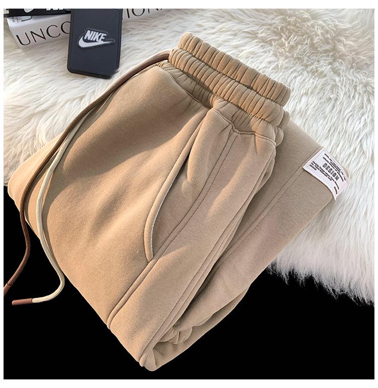Men's Fleece-Lined Thickened Sweatpants: Autumn/Winter 2024, Loose Straight-Leg Cuffed Casual Sports Pants