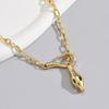 Luxury Fashion Zirconia Snake Design Pendant Necklace Women's Gold Plated Paperclip Chain Jewelry Hot Sales