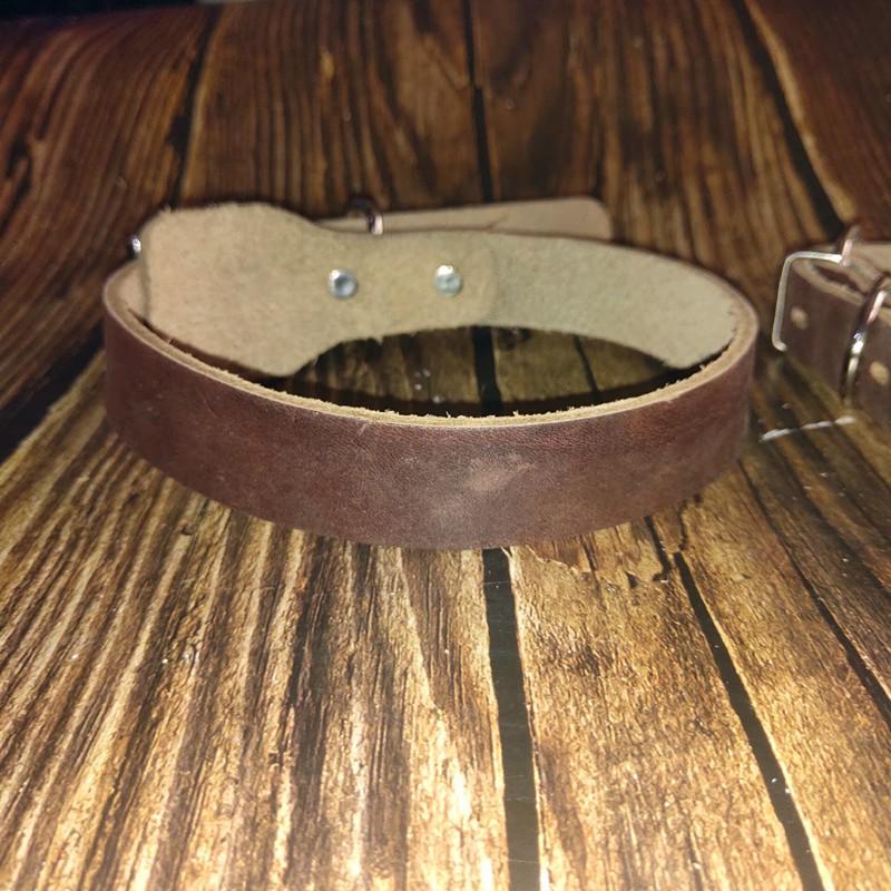 Genuine Leather Dog Collar Medium Large Dogs Solid Color Adjustable Pet Neck