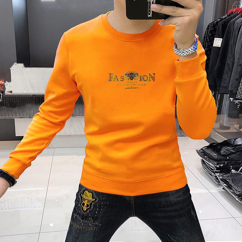 Men's 3D Little Bee Fleece Lined Crew Neck Sweatshirt for Autumn/Winter