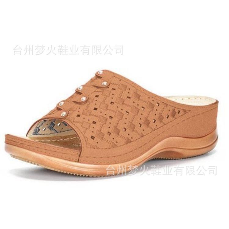 Casual sandals women's solid color platform carved women's slippers sandals