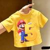 2026 New Super Mario Bros Childrens Pure Tshirts Anime Birthday Numbers 110 Cute Anime Childrens Casual Tshirts
