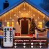 Christmas Tree Curtain Lights, Christmas Window Lights Decor with Remote,8 Lighting Modes, IP65 Waterproof, 10 Hooks Christmas Decorations Indoor
