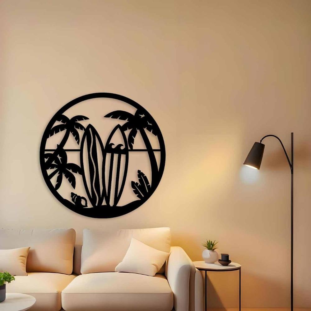 Iron Wall Sculpture 1pc 30cm Surfing Theme Home Decor Boho Living Room Bar Minimalist Aesthetic Beach Apartment