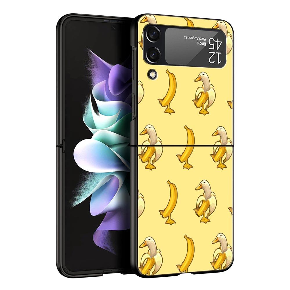 Phone Case For Samsung Galaxy Z Flip 3 4 5 Hard Black Folding PC For Samsung Z Flip3 Cover Protect Shell Cartoon Duck Goose Game