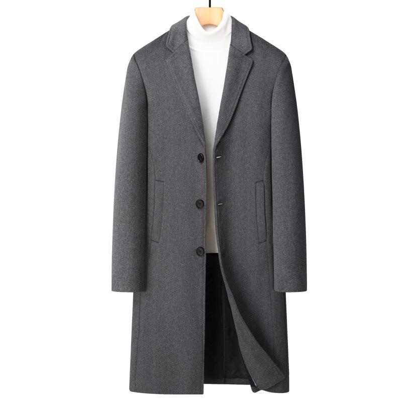 Autumn and Winter Men's Woolen Coat Trench Coat Business Casual Long Knee Woolen Coat