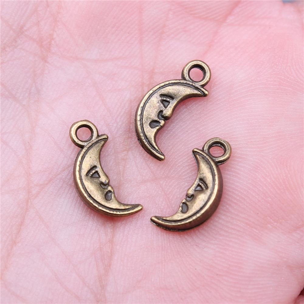 20pcs Moon Charms For Jewelry Making Tibetan Bronze Silver Color Pendants Antique Jewelry Making DIY Handmade Craft