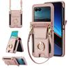 Etui ochronne crossbody Samsung Z Flip7/6/5 z przegródką na karty i składaną podstawką pierścieniową