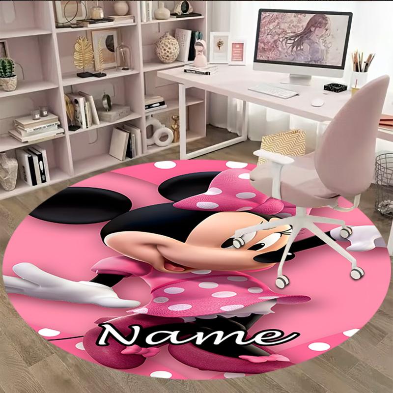 Customizable Minnie (8) Round Non-Slip Carpet - Ideal for Garden, Picnic, Office, Perfect for Decoration, Suitable For All Seasons