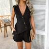 Ladies Solid Color Simple Fashion Casual Sleeveless Top Shorts Set Comfortable Spring Summer Outfit for Women