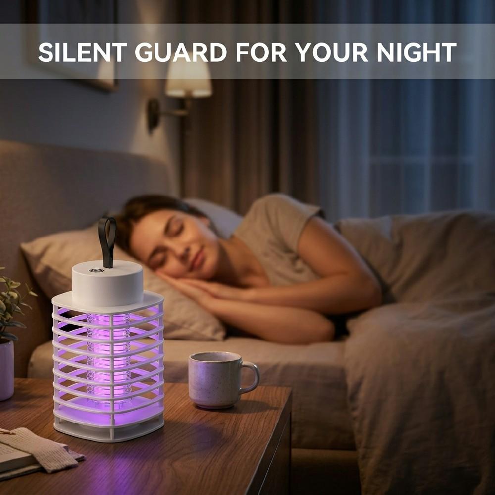USB Rechargeable Silent Mosquito Killer Lamp, Portable Electronic Insect Trap for Indoor Bedroom Outdoor Camping Pest Control Light