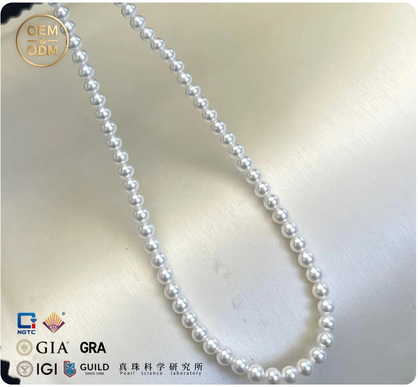 6-7mm Platinum Plated Grade Akoya Pearl Sweater Chain Classic Style 150cm Knot Necklace Spot