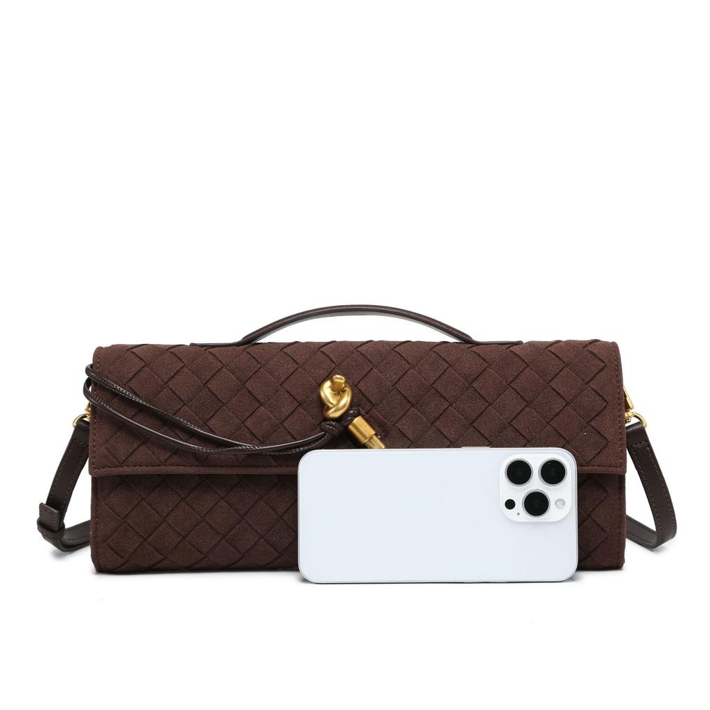 Autumn and Winter New Matte Hand-woven Hand-held Dinner Bag Fashion Lock Bag Messenger Bag Fashion