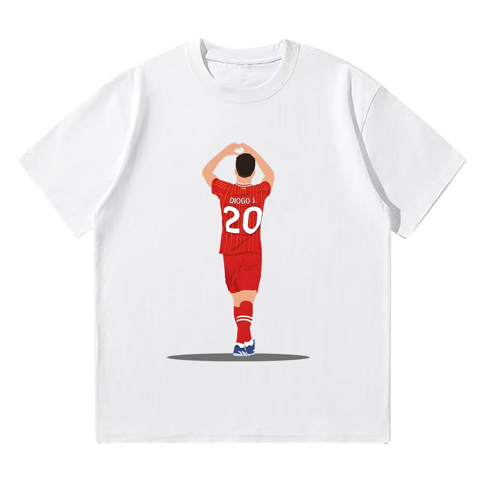 Diogo Jota Trička s grafickým potiskem srdce pro ženy/muže Pamětní oblečení Dárková trička pro sportovní fanoušky Volná ležérní trička Top