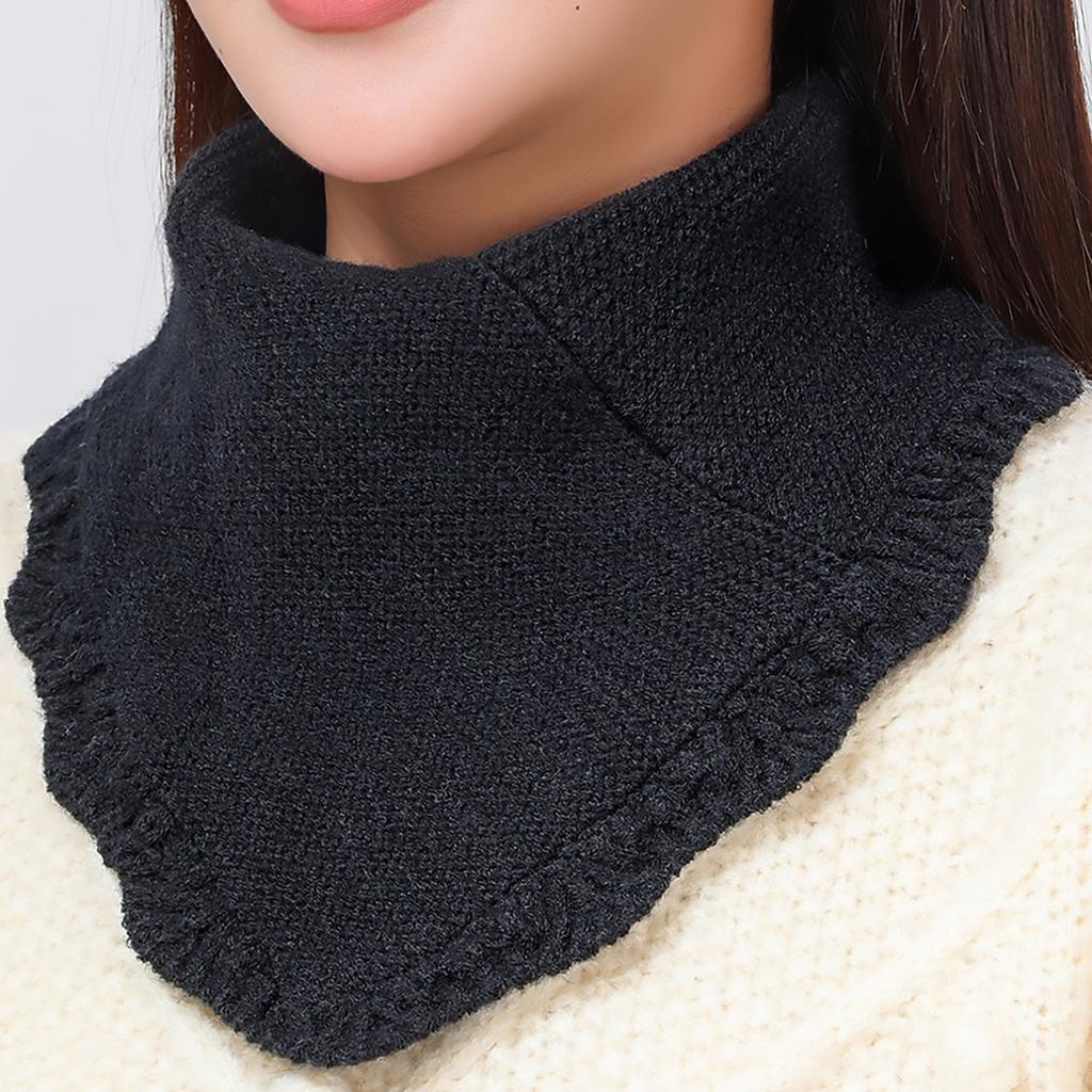 Cashmere Knitted Triangle Ring Scarf Women Autumn Winter Wool Neck Warmer Korea Fashion Neckerchief Stripe Soft Fake Collar