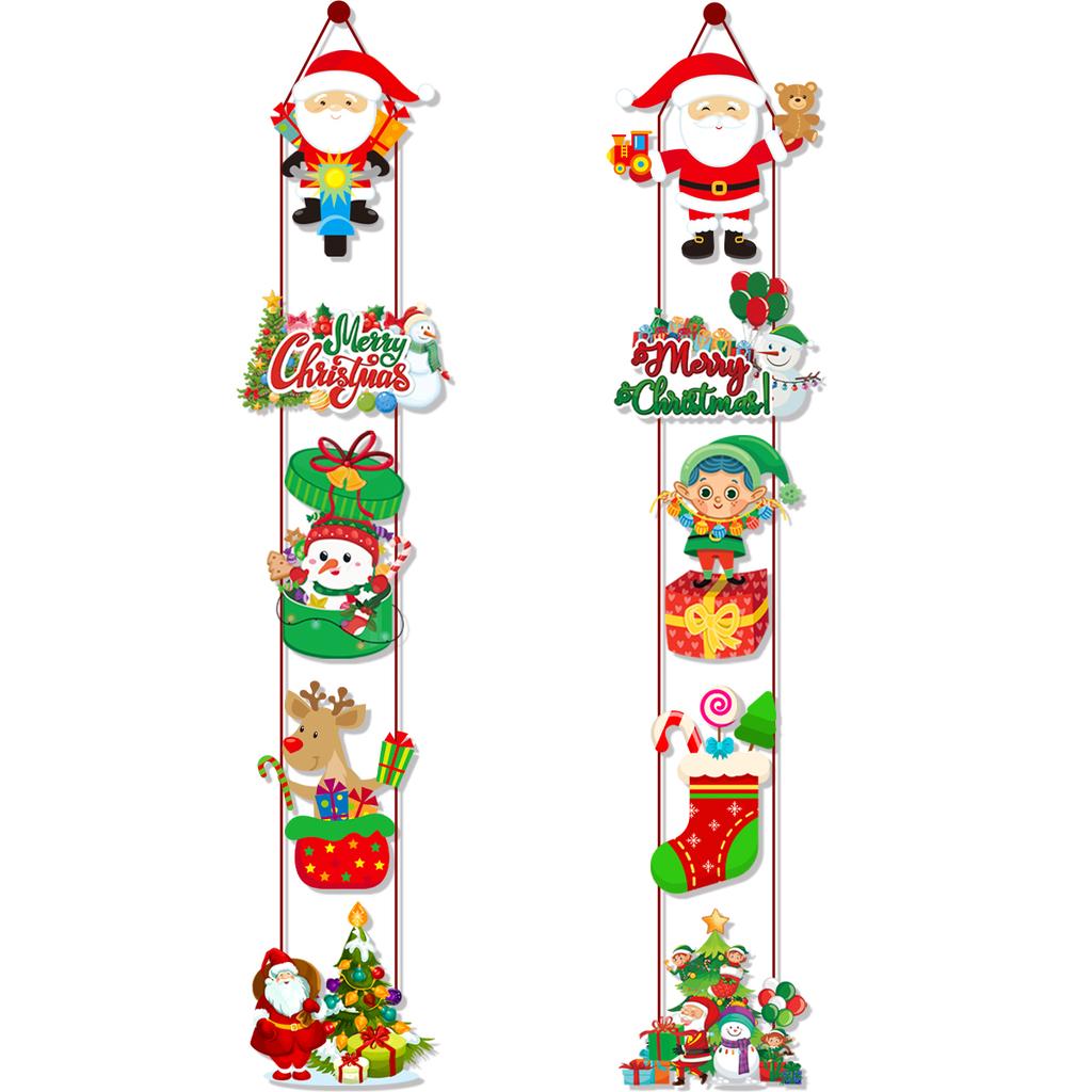 Christmas Door Hanging Banner Santa Claus Snowman Elk paper Couplet Navidad Merry Christmas Decoration Xmas Home Ornaments Noel