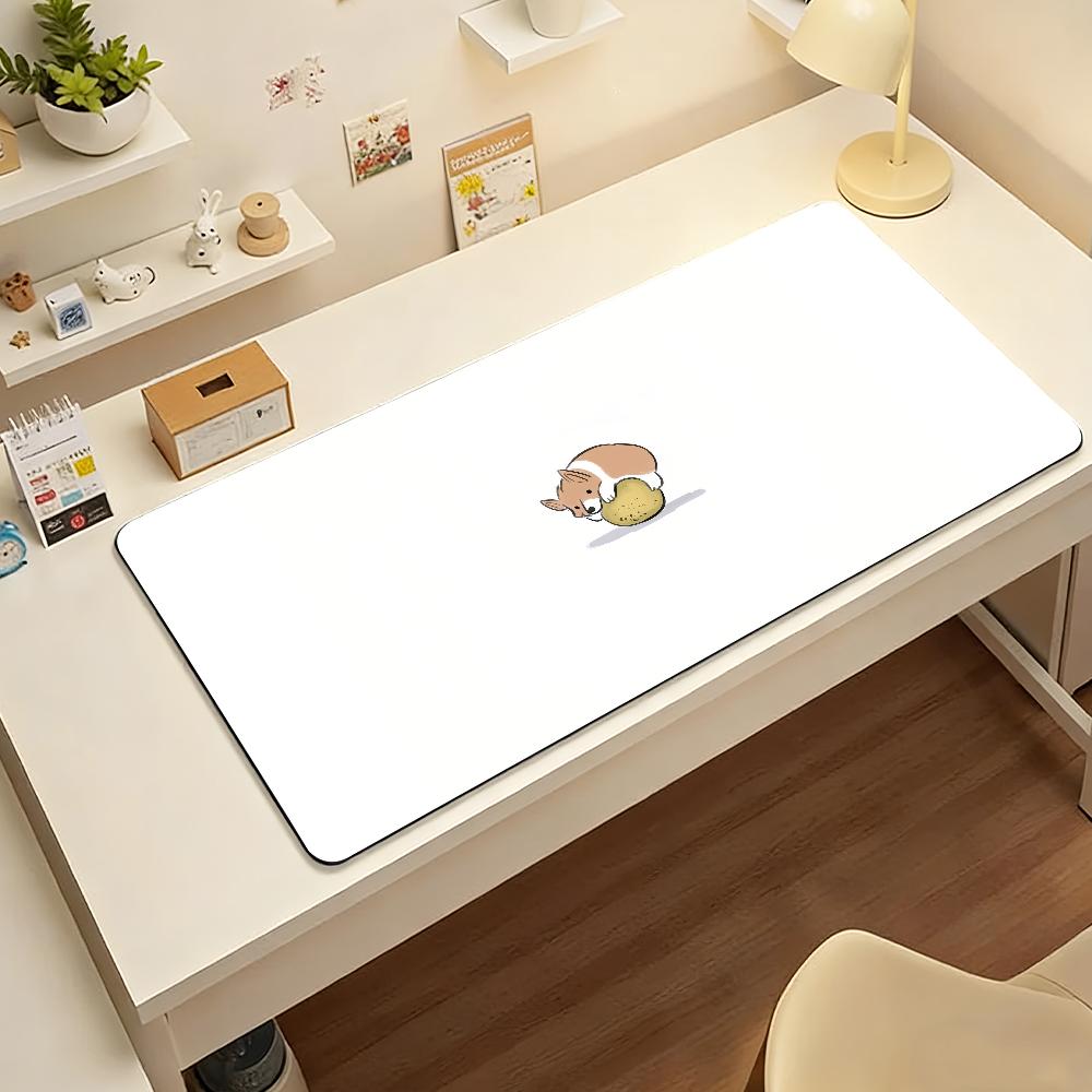 Gaming Mouse Pad Large Desk Mat Antislip Stitched Edges Stylish Dog Print Design Extended Keyboard Mat for Gamer Office