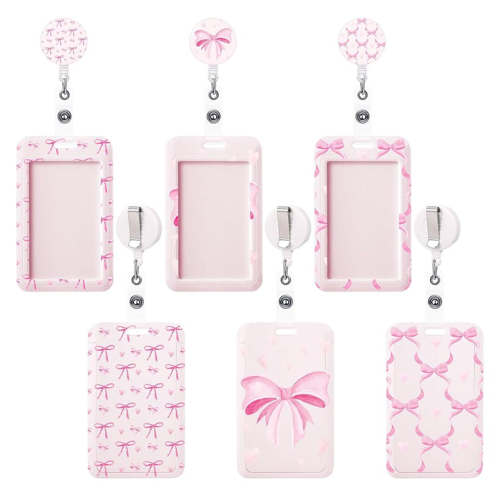 Extendable Badge Holder Pink Badge Reel Badge Holder Swivel For Teacher Doctor Workplace