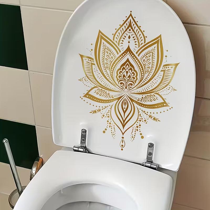 Goldener Lotus Toilettenaufkleber Zen-Stil Lotus Dekoration Selbstklebend Abnehmbar Ästhetischer Badezimmeraufkleber Wandaufkleber Heimdekoration