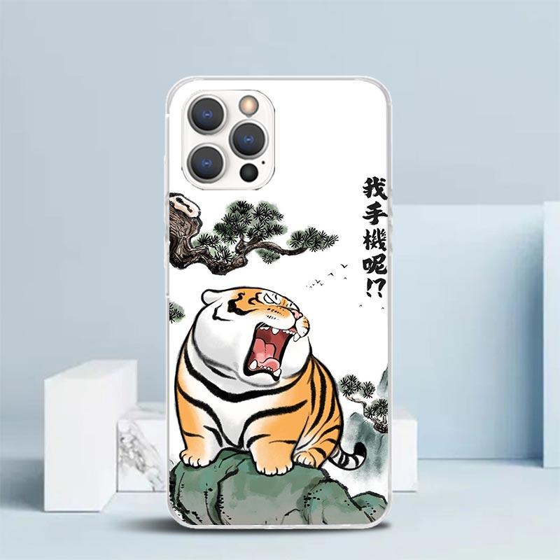 Cartoon Fat Tiger Soft Cover for iPhone 16 17 Air 15 14 Pro Max 16E Phone Case 13 Mini 12 11 7 SE 8 Print Pattern Fit Cases 16 1