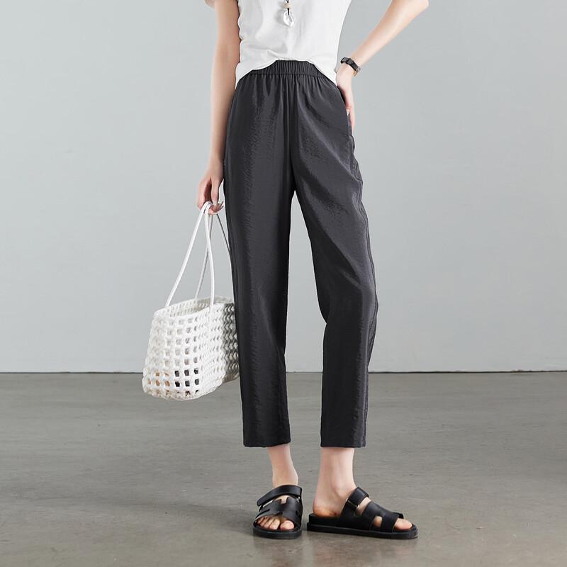 SOFSIL 2026 Summer Women s Slimming Elastic-Waist Casual Cropped Pants 28/L