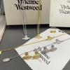 Vivienne Westwood Diamond Shell Saturn Jewelry Set: Necklace, Bracelet, and Earrings – Women's Luxury Versatile Collection.