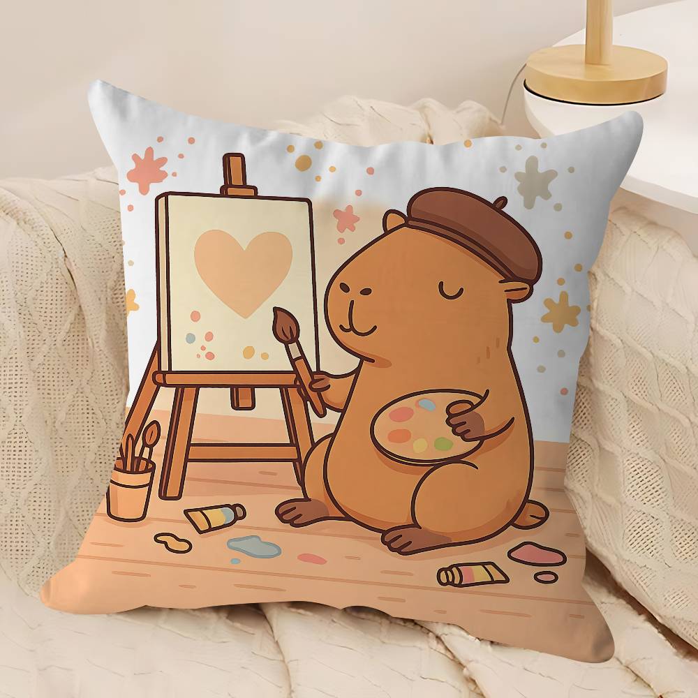 

Cartoon Cute Capibala Decorative Room Aesthetics Pillow Case Home Decor Bedroom Sofa Bed Couch Pillow Cover 45x45 12x12Inch