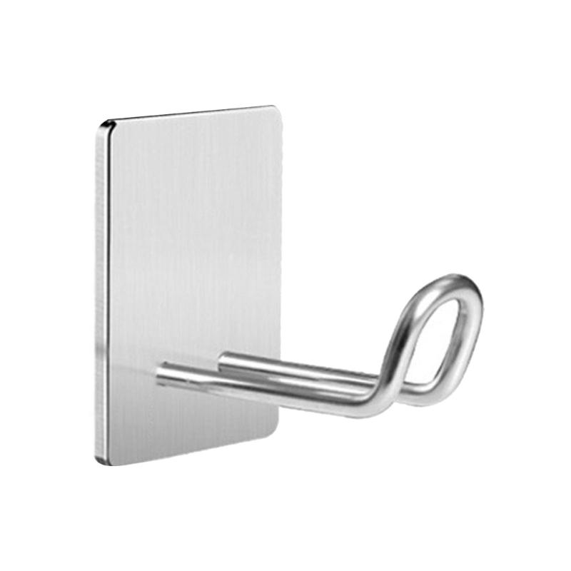 Stainless Steel Stick On Hook for Bathroom Storage Multipurpose Shower Glass Wall Hanging Rack Apartment Towel Holder