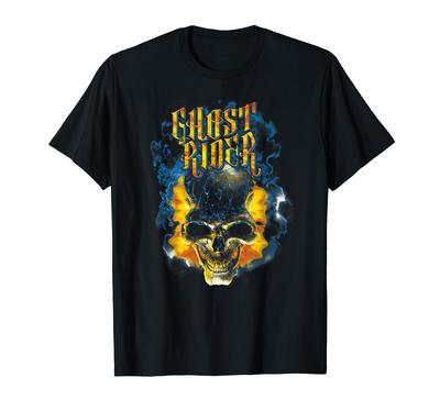 Marvel Ghost Rider Schädel Urban Street Flammen Grafik T-Shirt