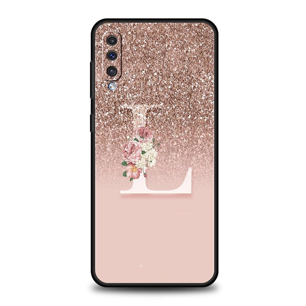 Letter Pink Shiny Phone Case For Samsung Galaxy A56 A36 A26 A34 A17 A16 A06 A14 A12 A54 A72 A24 A22 A20e A52 A50 A40 A32 Cover