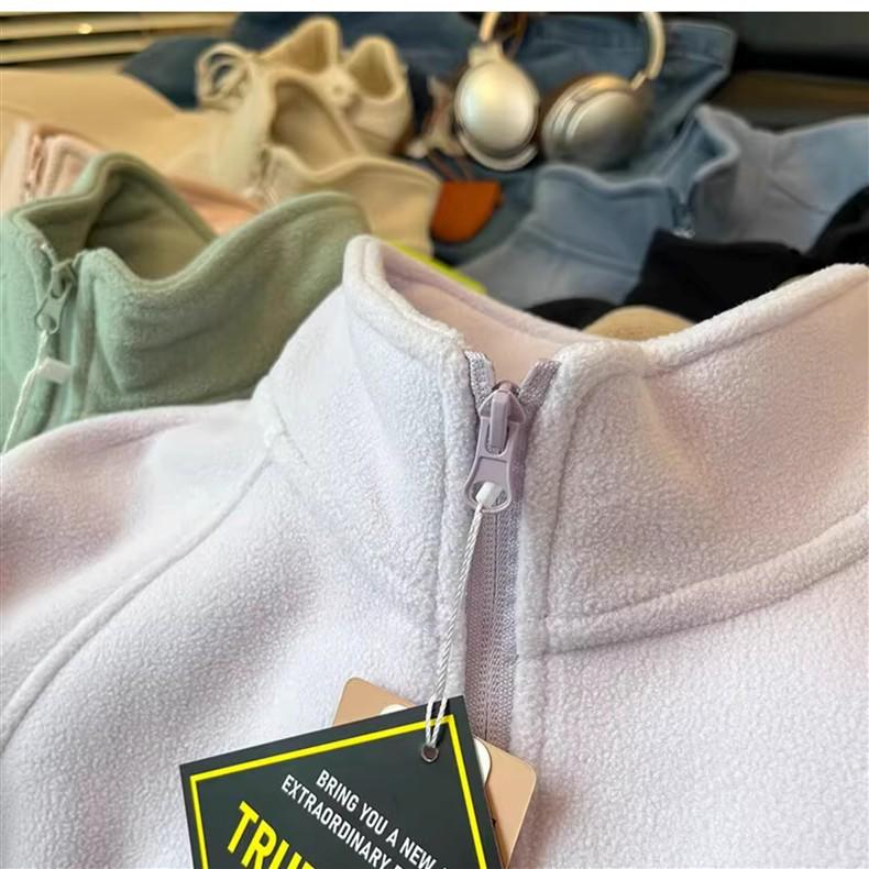 Damska Kurtka Sherpa z Polarowym Podszyciem w Górskim Stylu Outdoor z Kołnierzem Stojącym - Dwustronna, Pogrubiona, Ciepła, Codzienna Odzież Wierzchnia