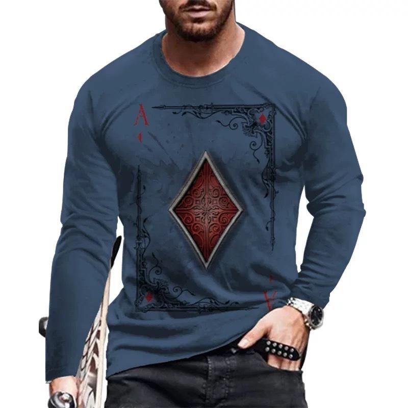 Men'S T-Shirt 3D Digital Printing Outer Wear With Long-Sleeved Casual Top