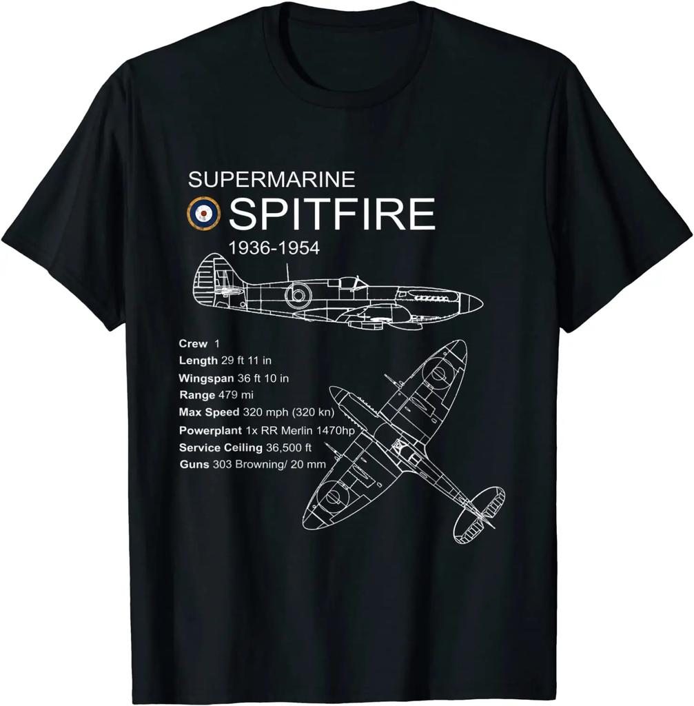 RAF Supermarine Spitfire 19361954 Unisex TShirt Short Sleeve Casual 100 Cotton ONeck Summer Shirts