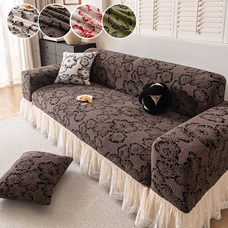 1PC-Vintage High-end Skirt Edge Sofa Cover Autumn and Winter Plush Sofa Cover All Inclusive Universal Set Anti Cat Scratch