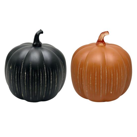 Twinkle Pumpkin Night Light with Timer Halloween Glass Starry Night Lamps Auto-Off LED Fall Decoration for Tabletop Mantel