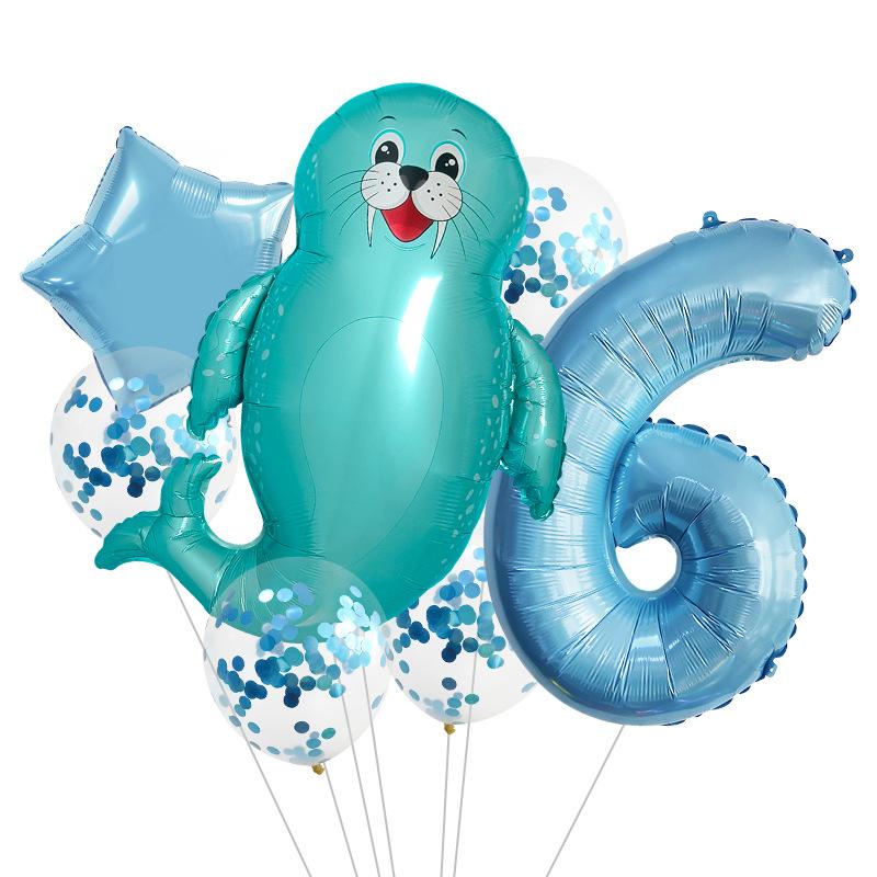 Lantern Fish Shark Whale Benny Crab Year Old Aluminum Film Balloon Digital Balloon Bundle